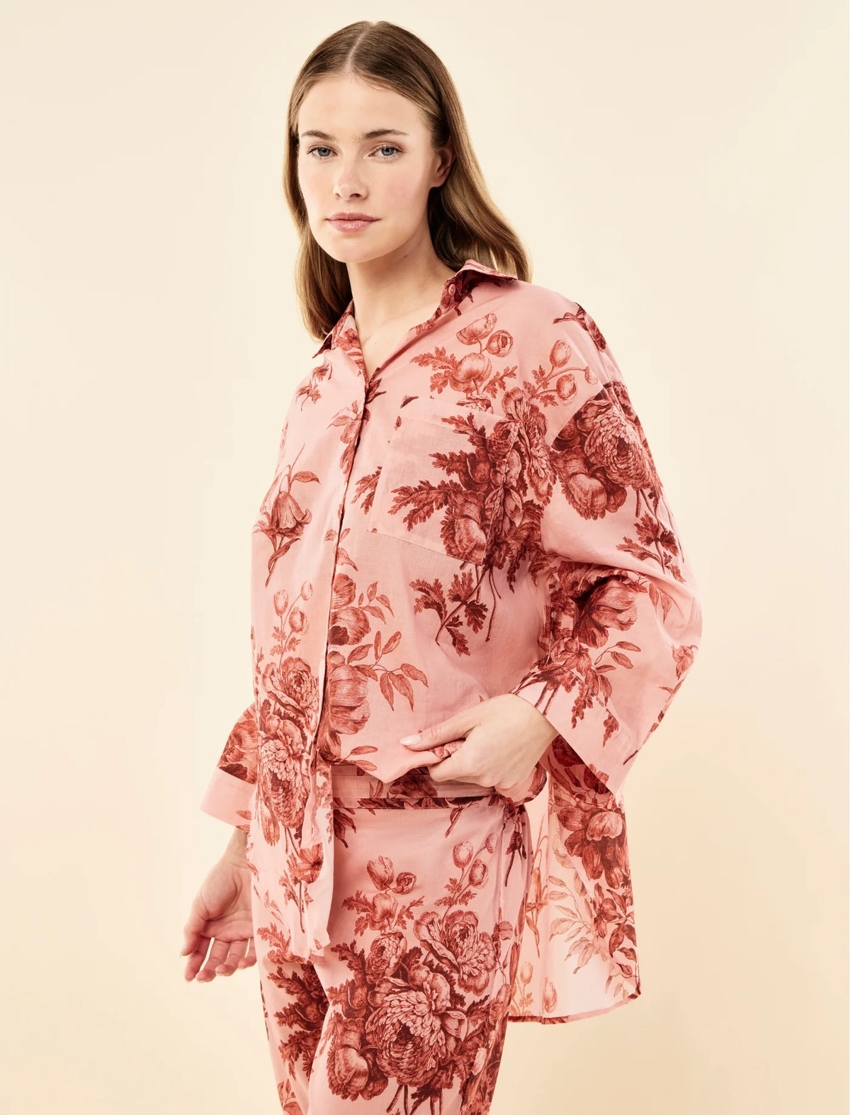 Karen Walker Romantic Floral LS Crop PJ Rose
