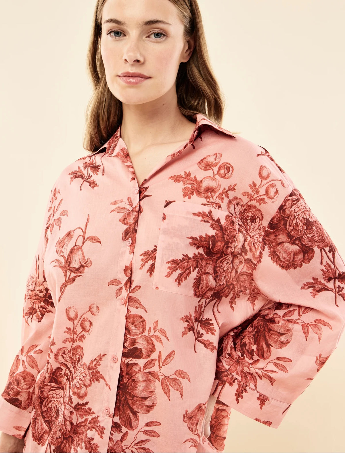 Karen Walker Romantic Floral LS Crop PJ Rose