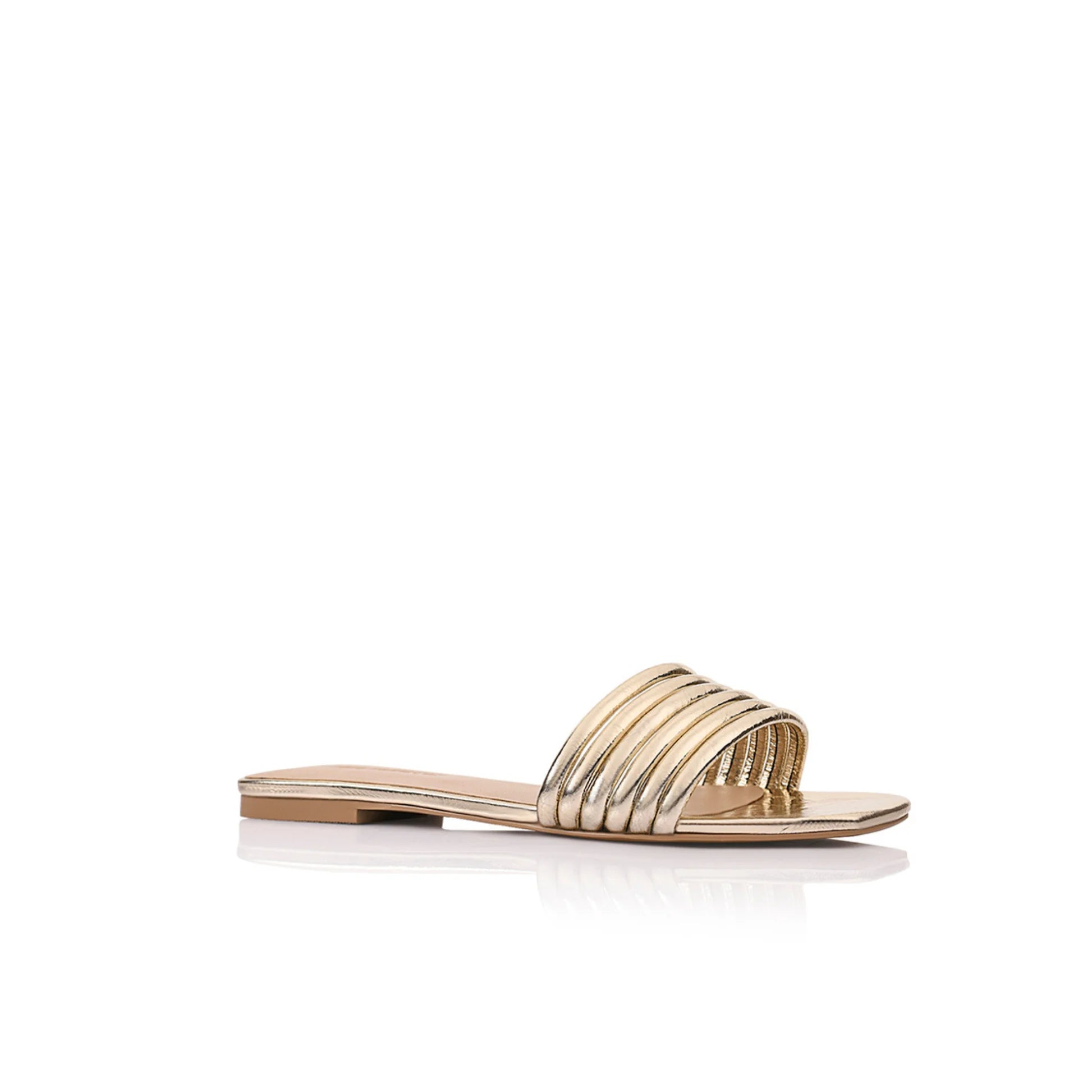 Cami Flat Gold Metallic Leather