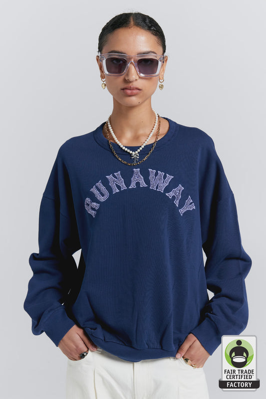 Runaway College Crewneck Sweatshirt Navy