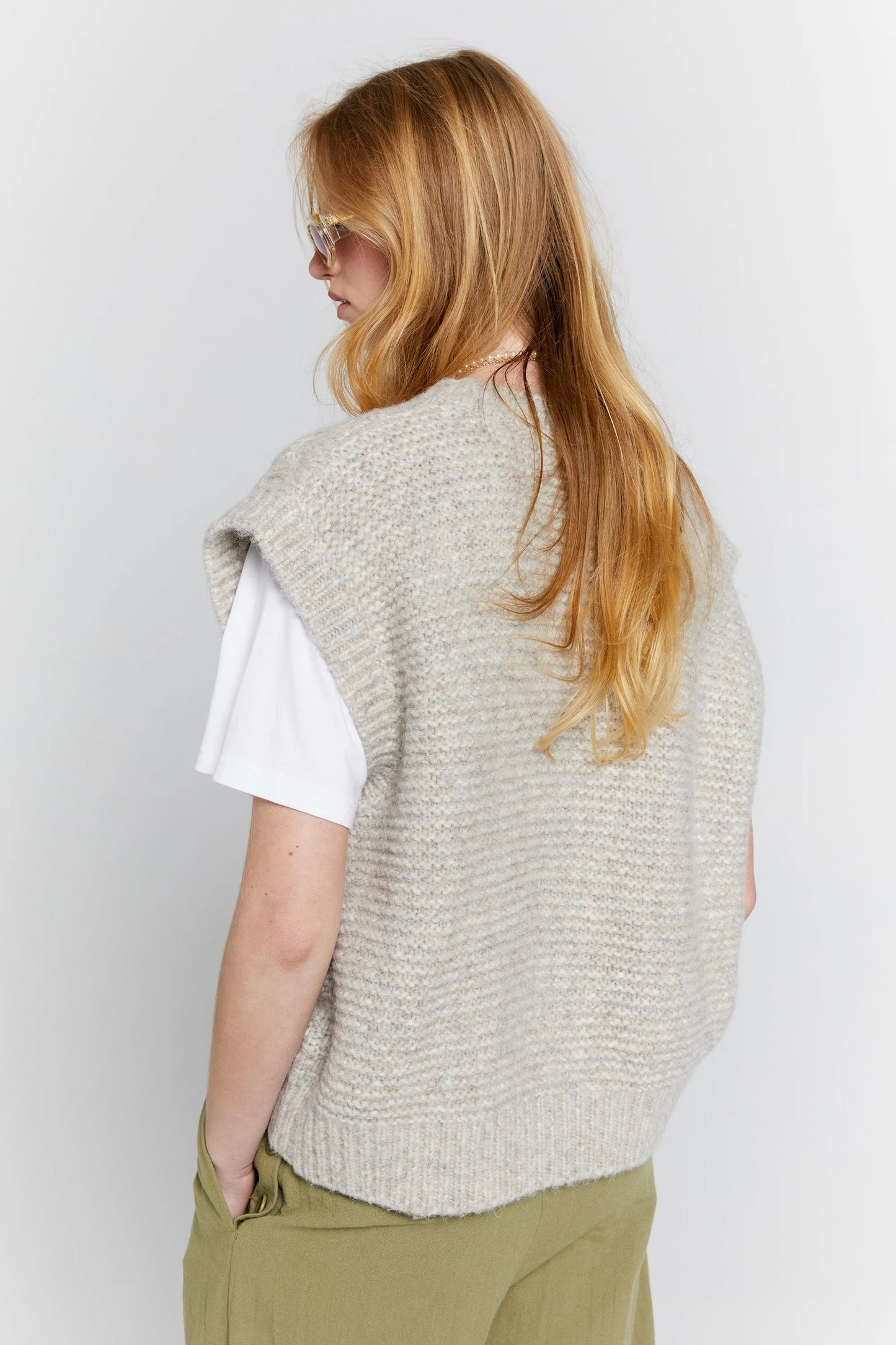 Cable Knit Vest Driftwood