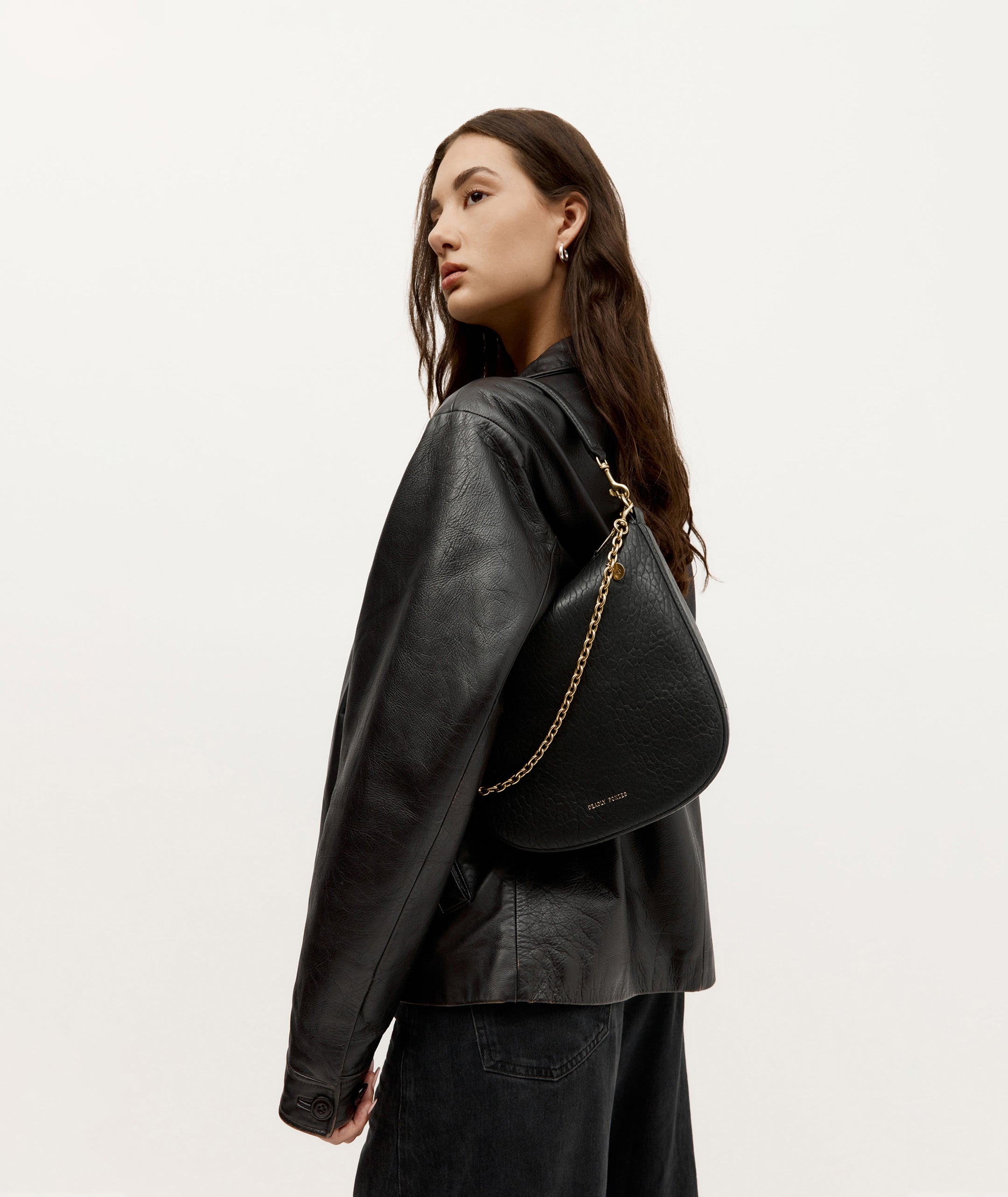 Medium Sling Bag Black Bulle/Brass