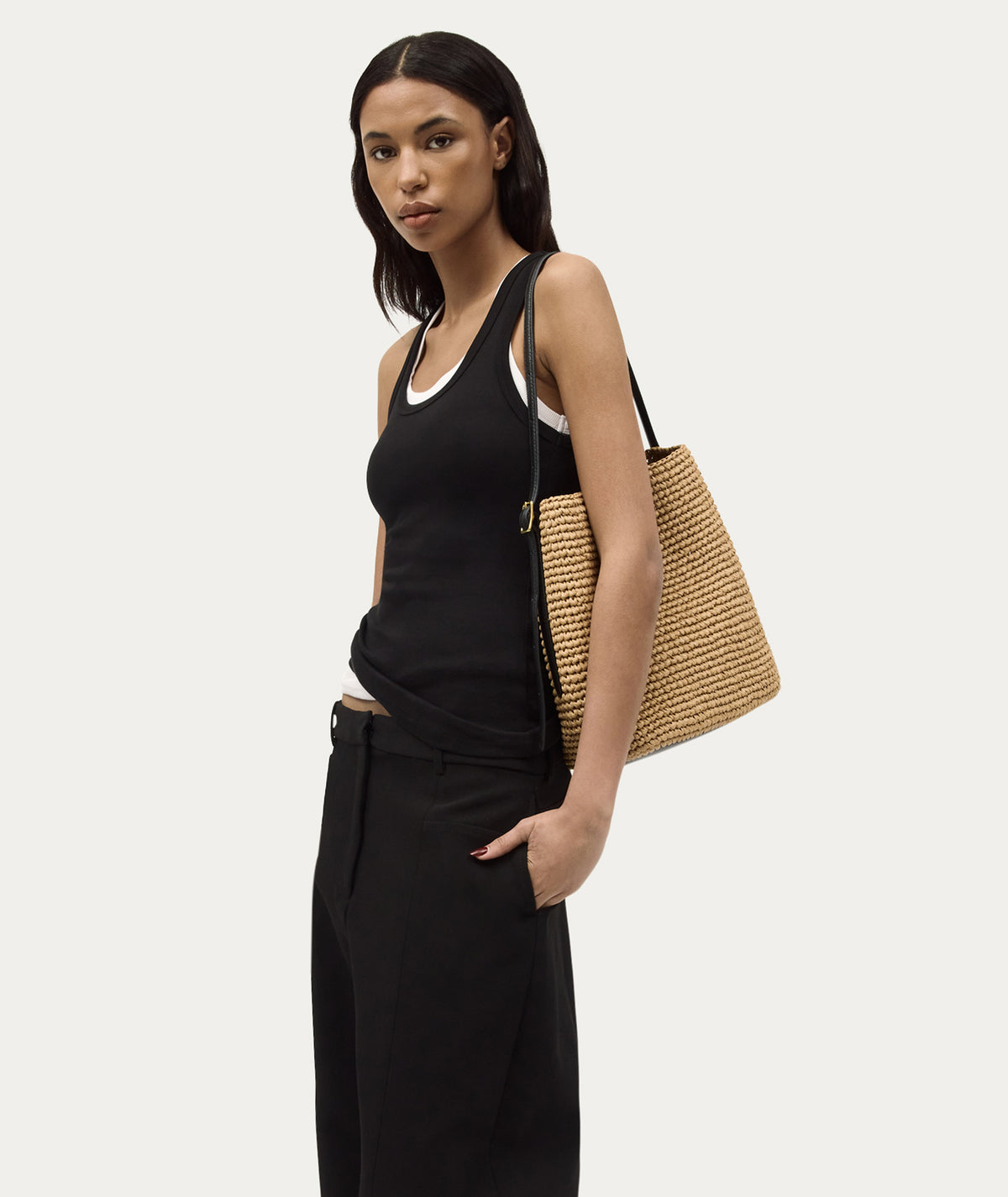 Rush Tote Natural Raffia/Black
