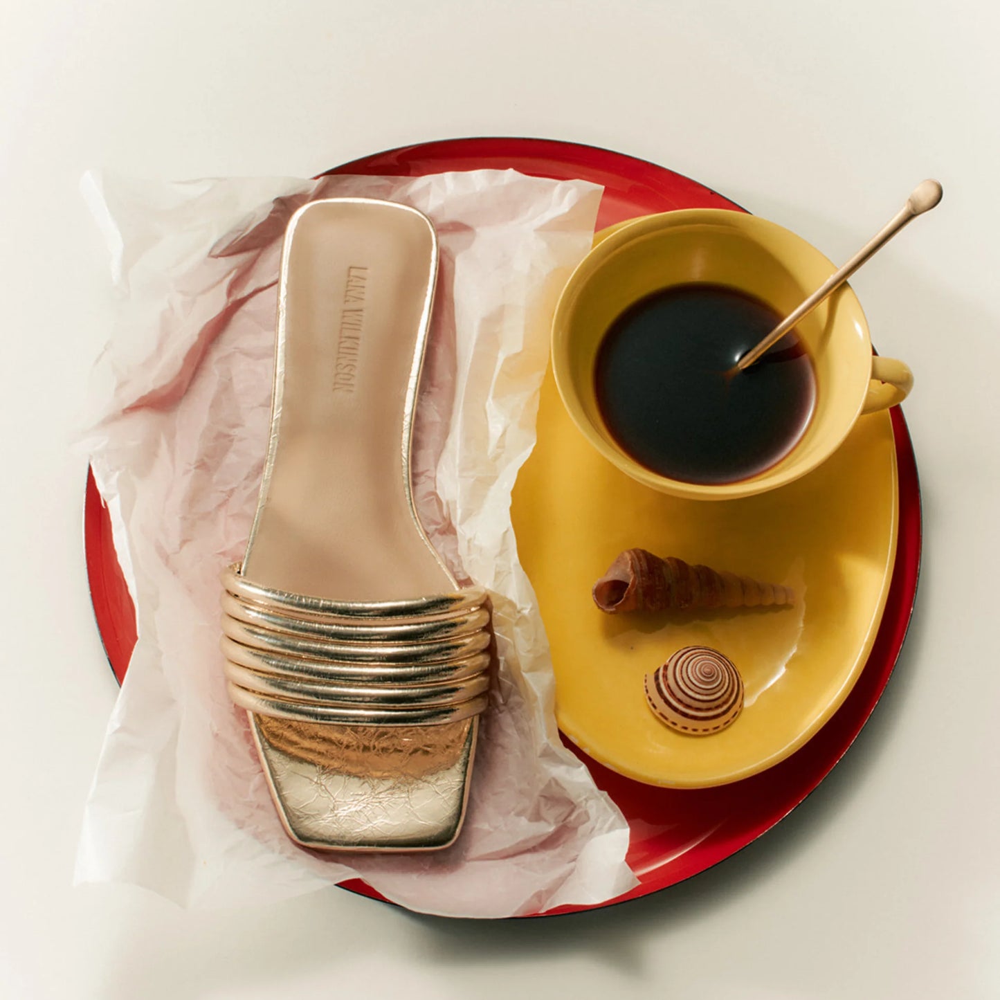 Cami Flat Gold Metallic Leather