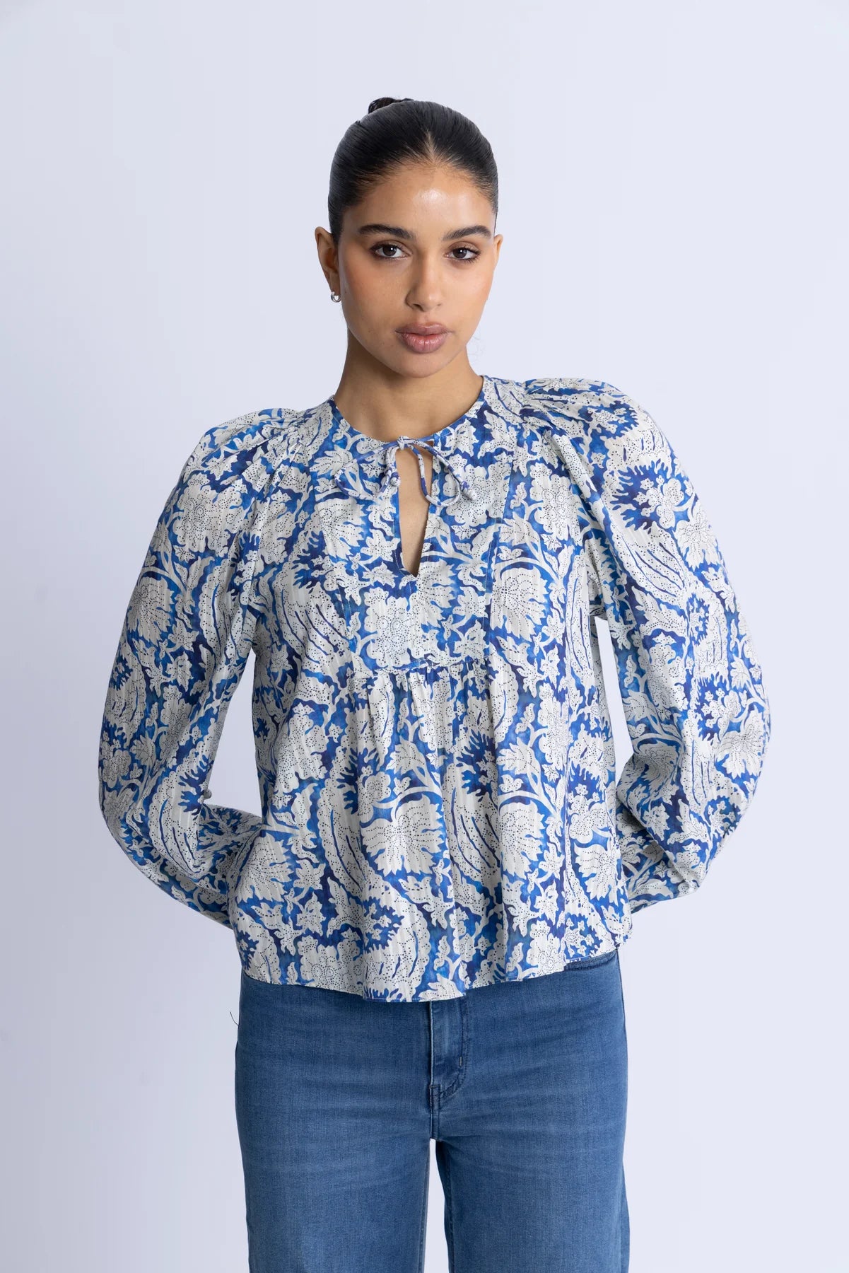 Brea Long Sleeve Blouse Ciel