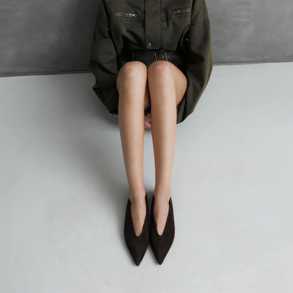 Piper Flat Espresso Suede