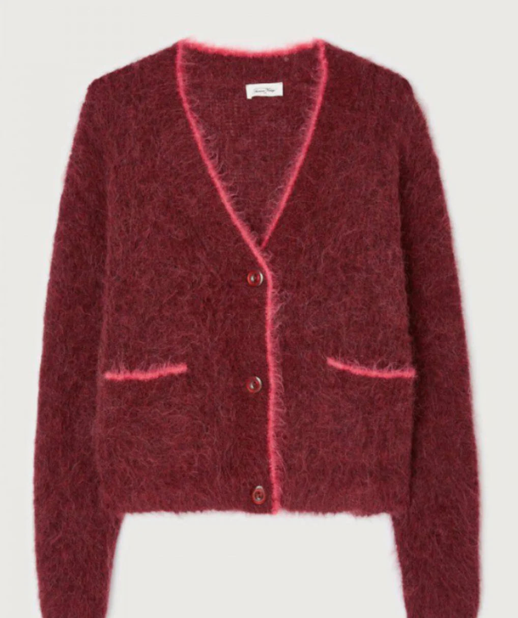 Women's Cardigan BYMI Burgundy Black Melange