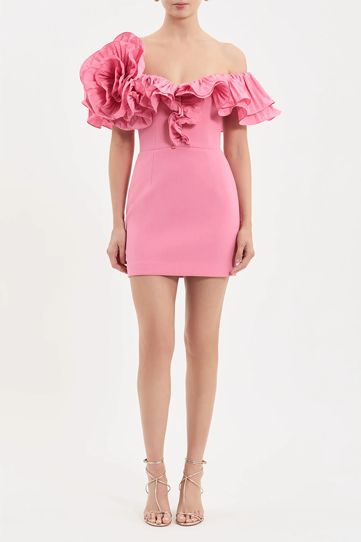 Preston Frill Mini Dress Pink