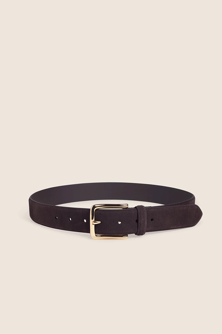 Suede Heritage Belt Chocolate/Antique Brass