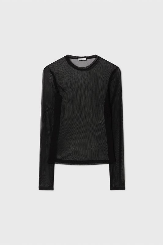 Mesh Long Sleeve Top Black