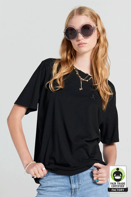 Embroidered Runaway Girl Classic T-Shirt Black