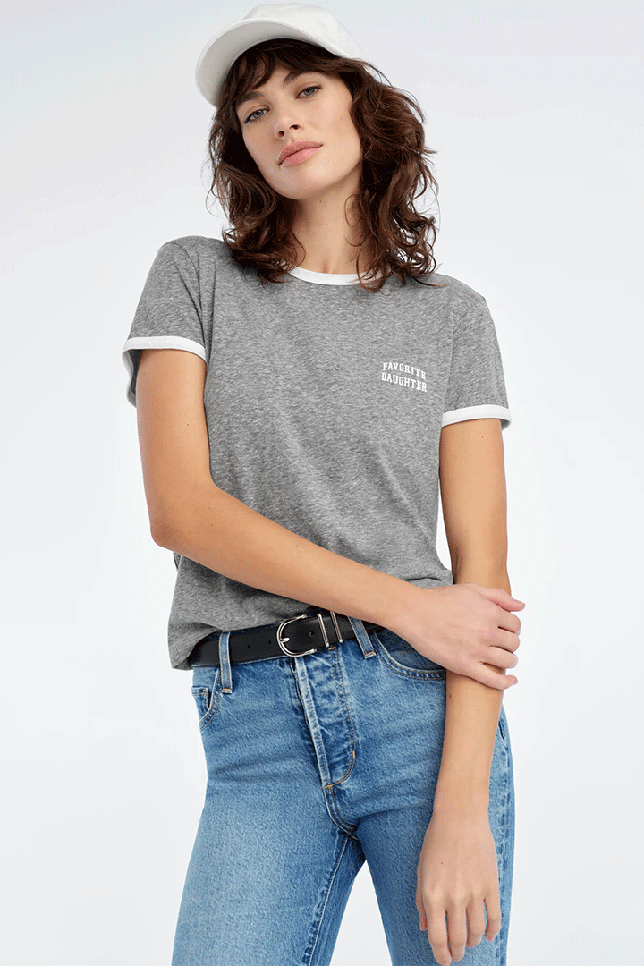 Collegiate Logo Ringer Tee Heather Grey