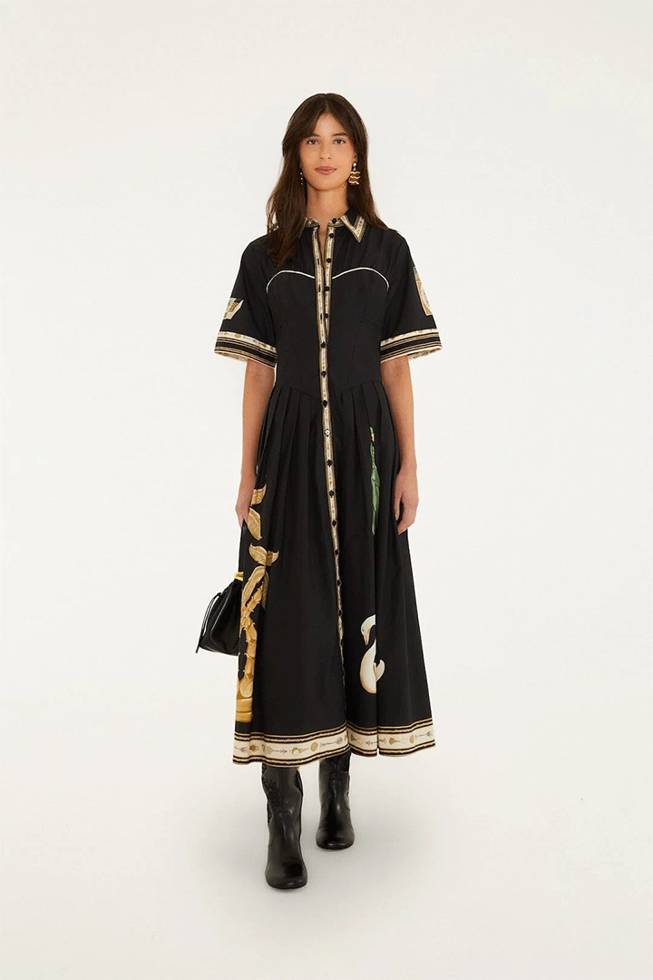 Vintage Souvenirs Black Midi Dress