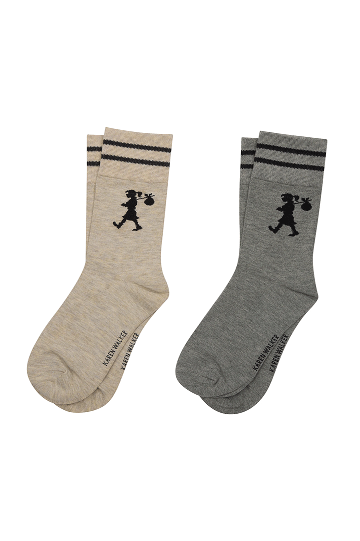 Runaway Girl Socks 2 pack Natural/Grey
