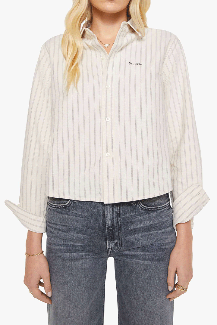 The Cropped Bestie Black and Cream Stripe