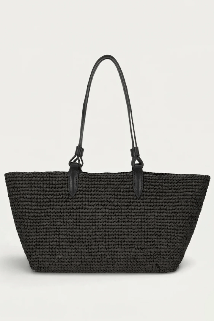 Medium Bandit Tote Black Raffia/Black
