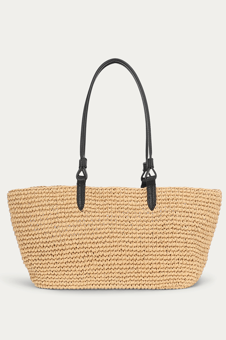 Medium Bandit Tote Natural Raffia/Black