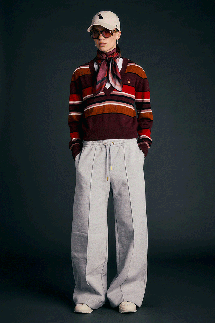 Pin Tuck Track Pants Grey Marle