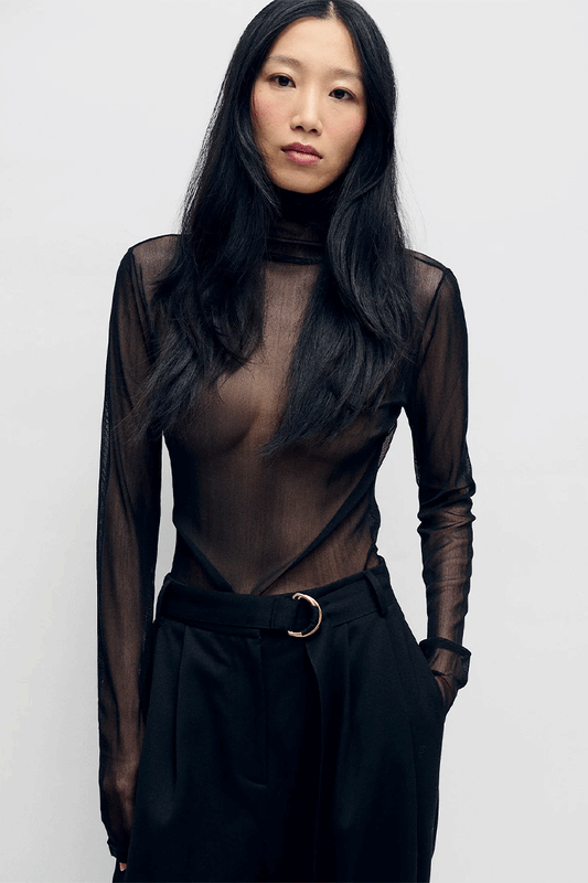 Mesh Turtleneck Black