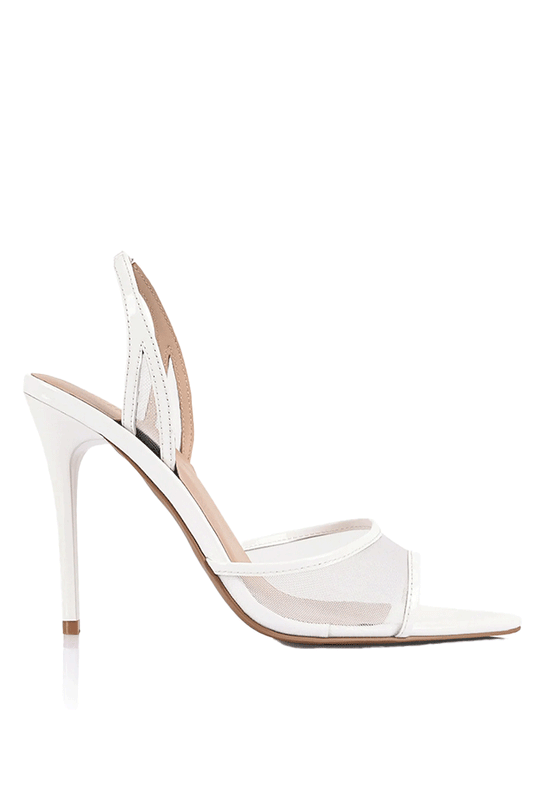 Maddison Sandal White Mesh & Patent Leather