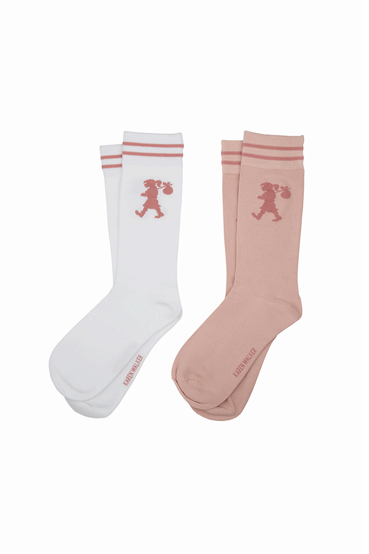 Runaway Girl Socks 2 Pack Pink/White