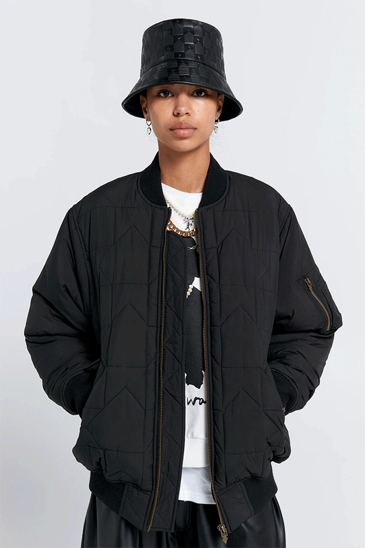 Quilted bomber Jacket Black