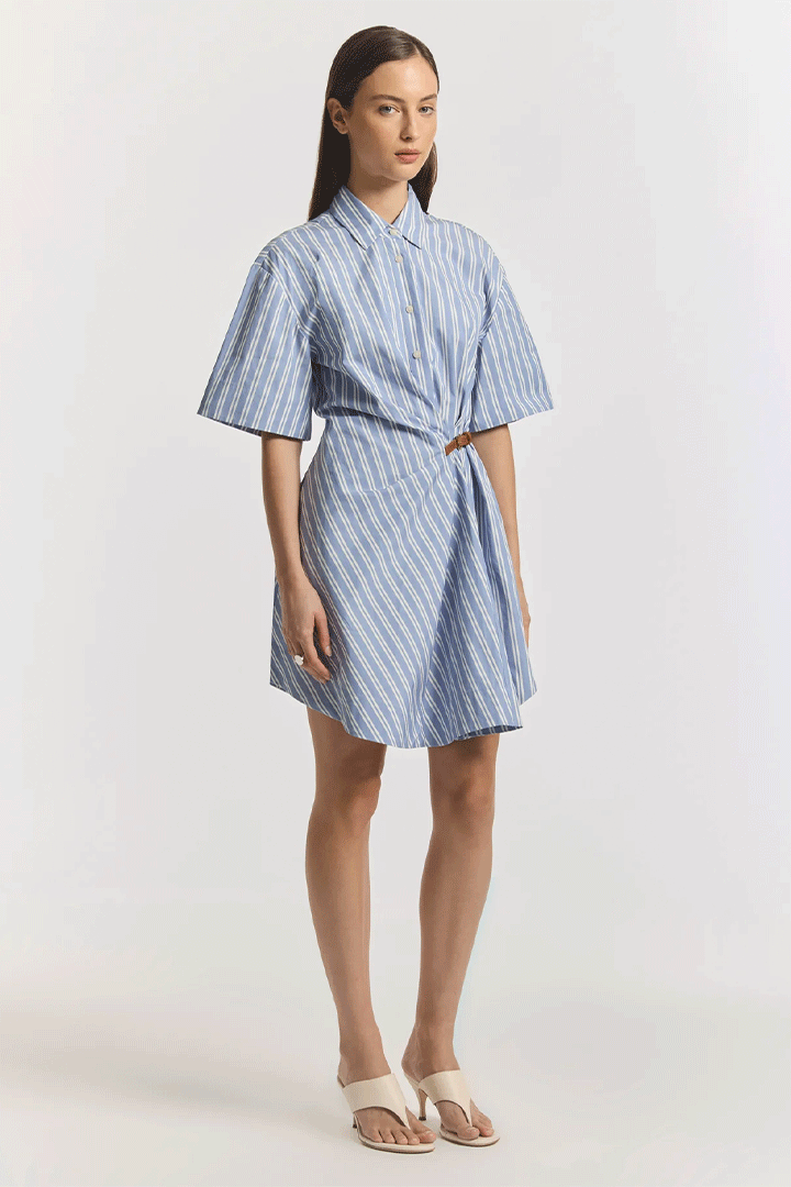 Peaches Dress Mist Stripe