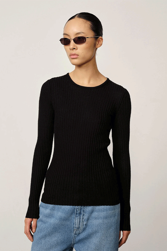 Camb Knit Blouse Black
