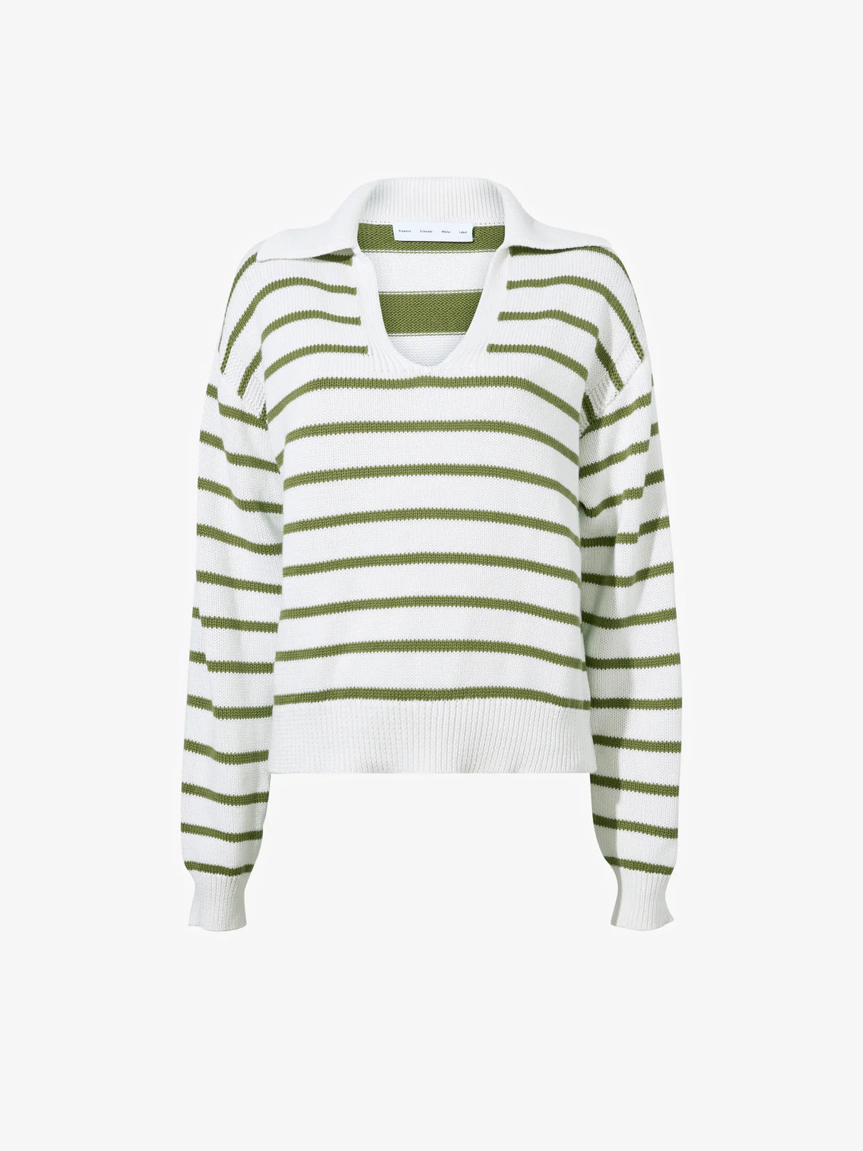 Stripe Murphy Sweater in Cotton Cashmere - Chalk/Willow
