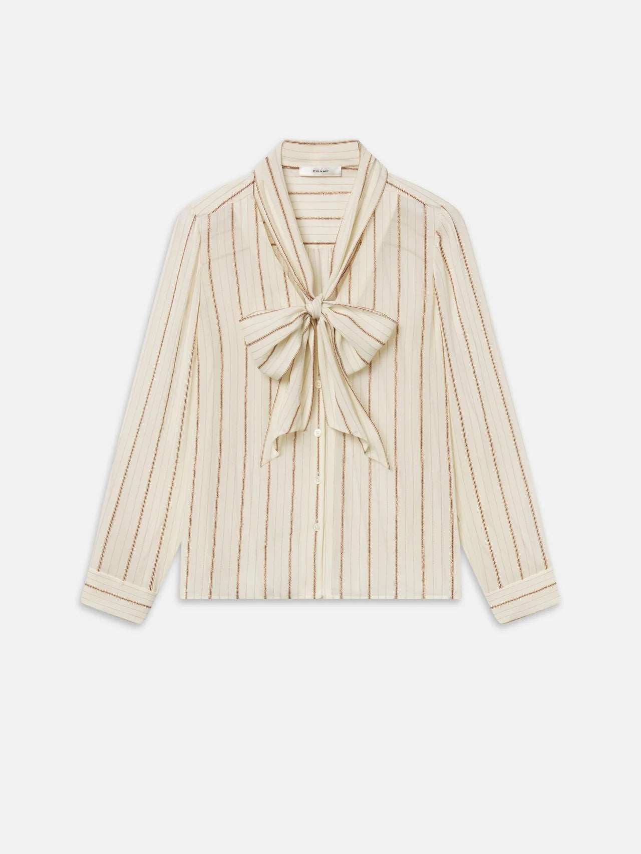 The Stripped Silk Tie Blouse Cream Multi