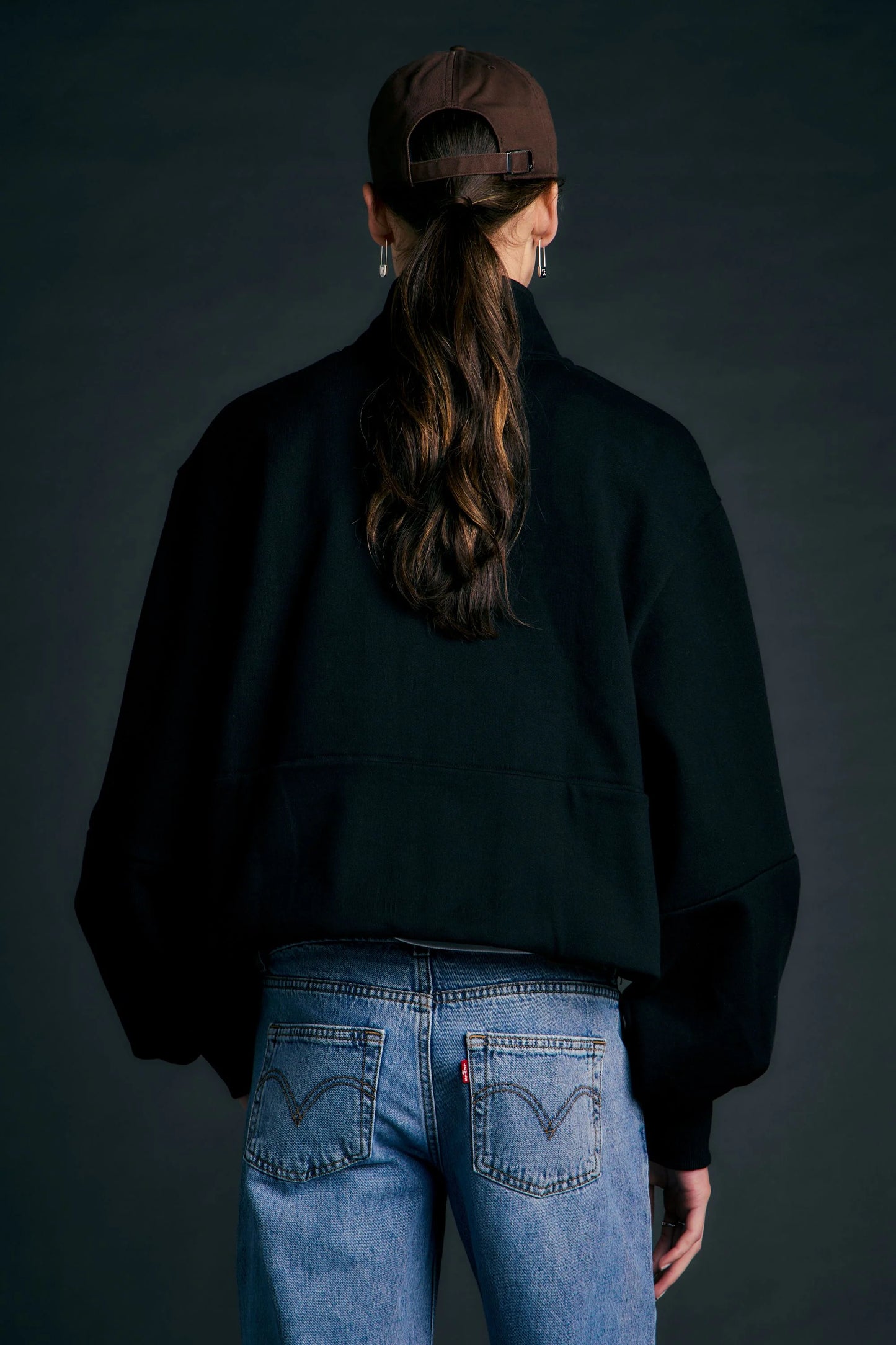 Runaway Zip Front Sweatshirt Black
