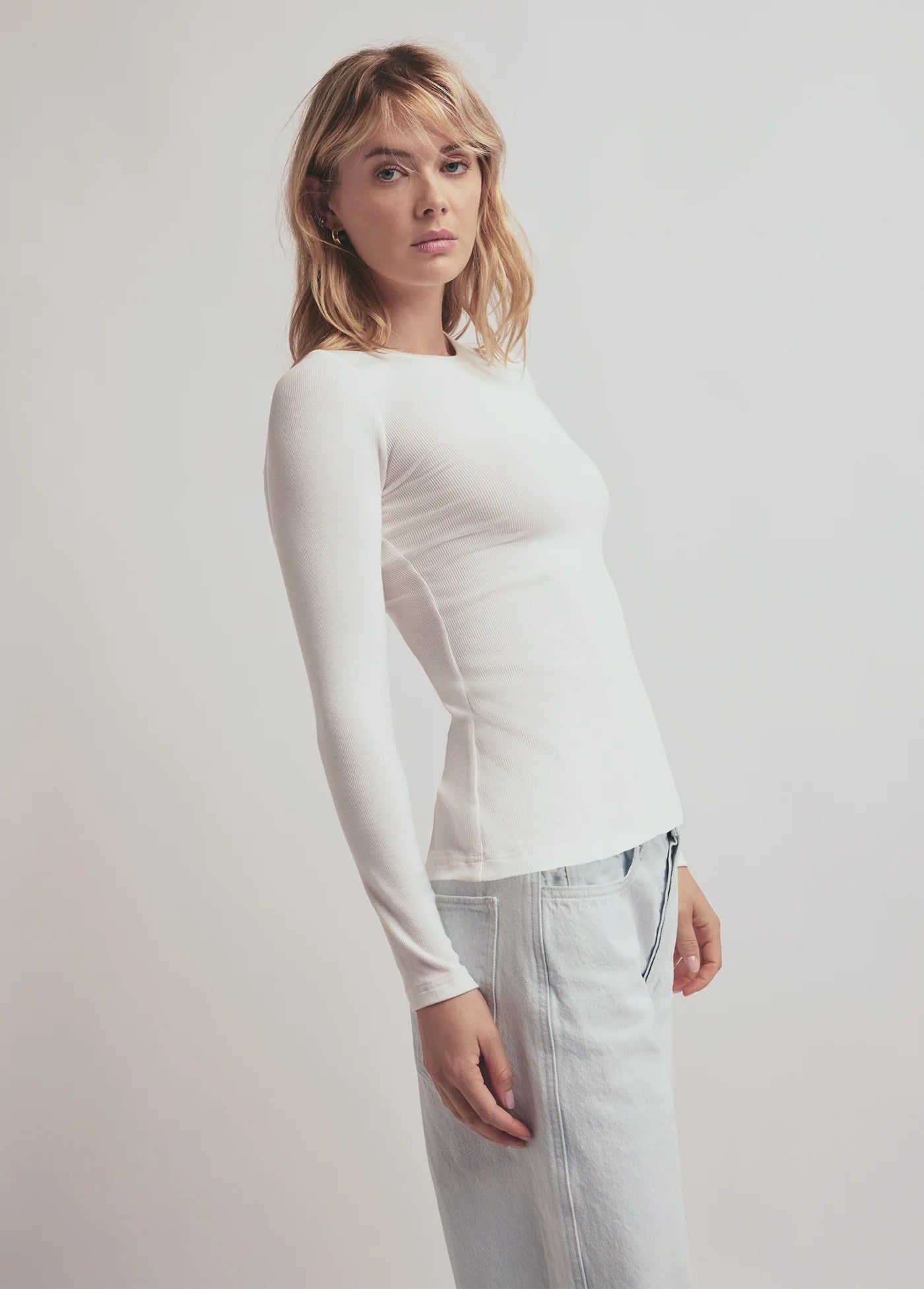 Ribbed Long sleeve White