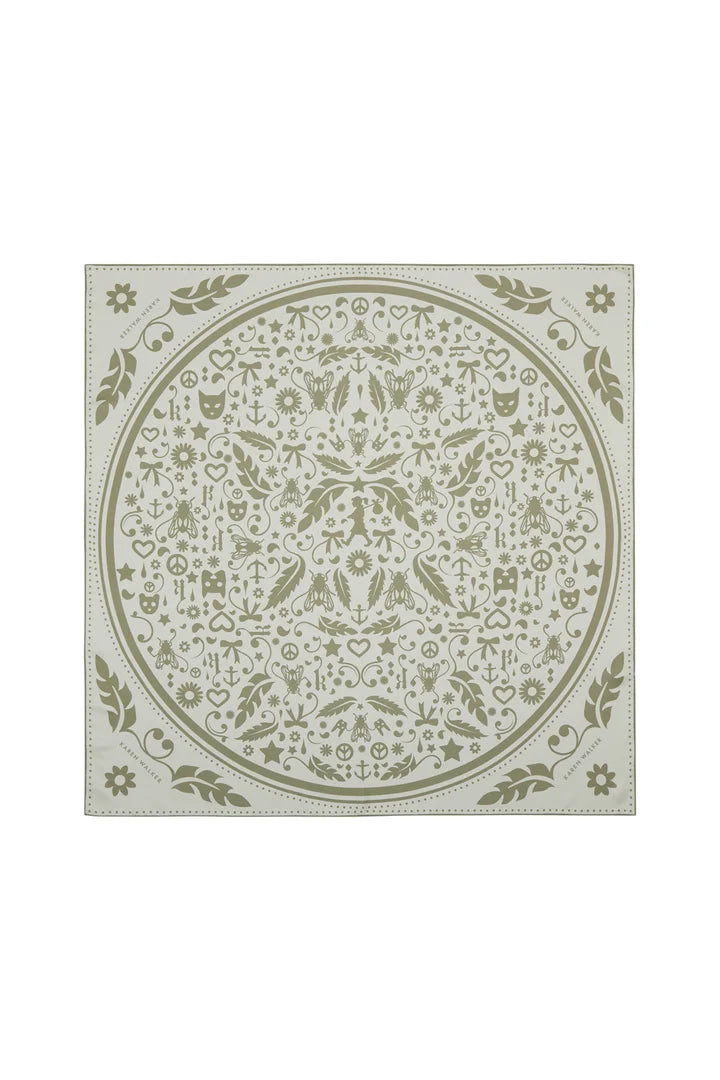 Filigree Classic Scarf - Cream/Olive