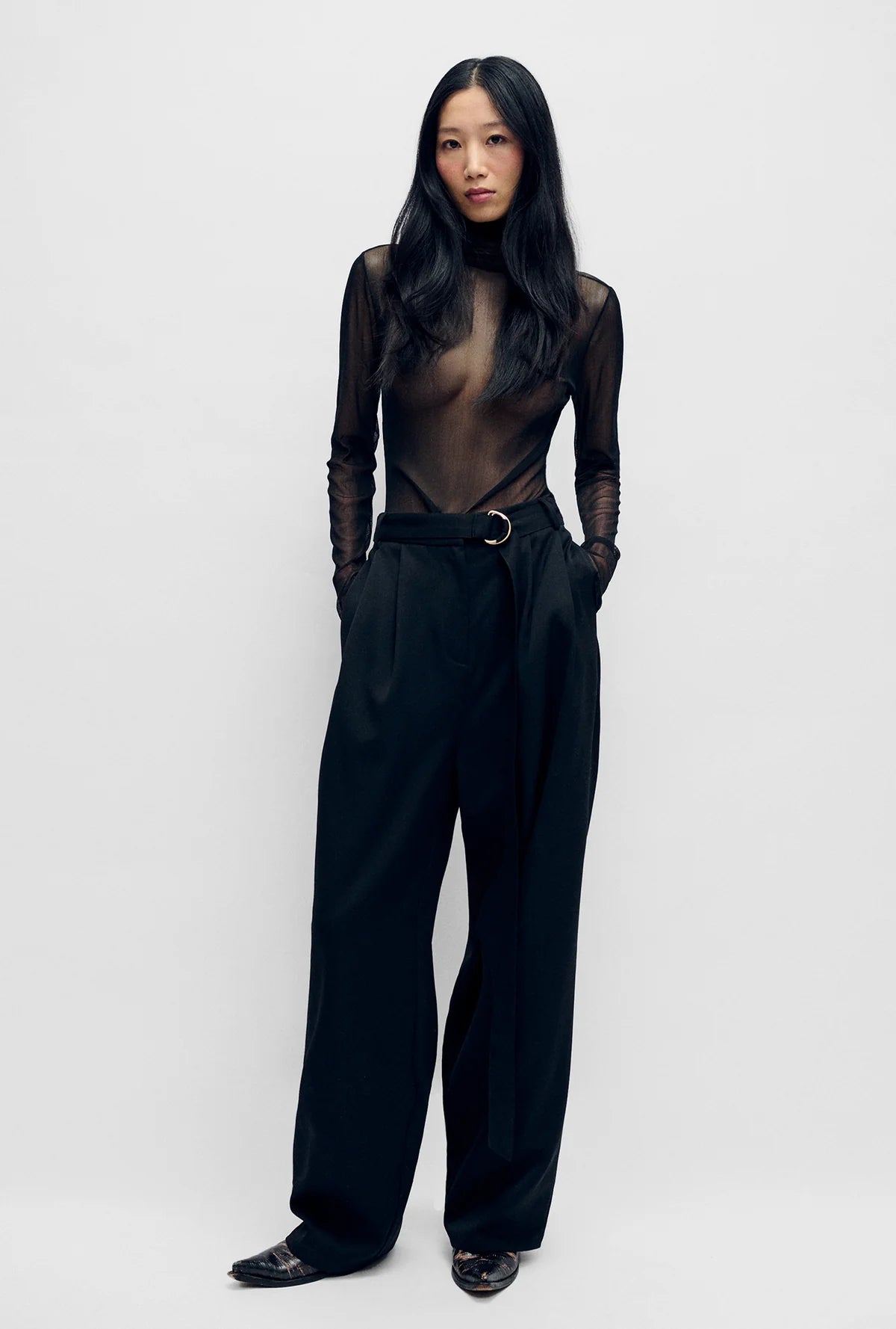 Mesh Turtleneck Black