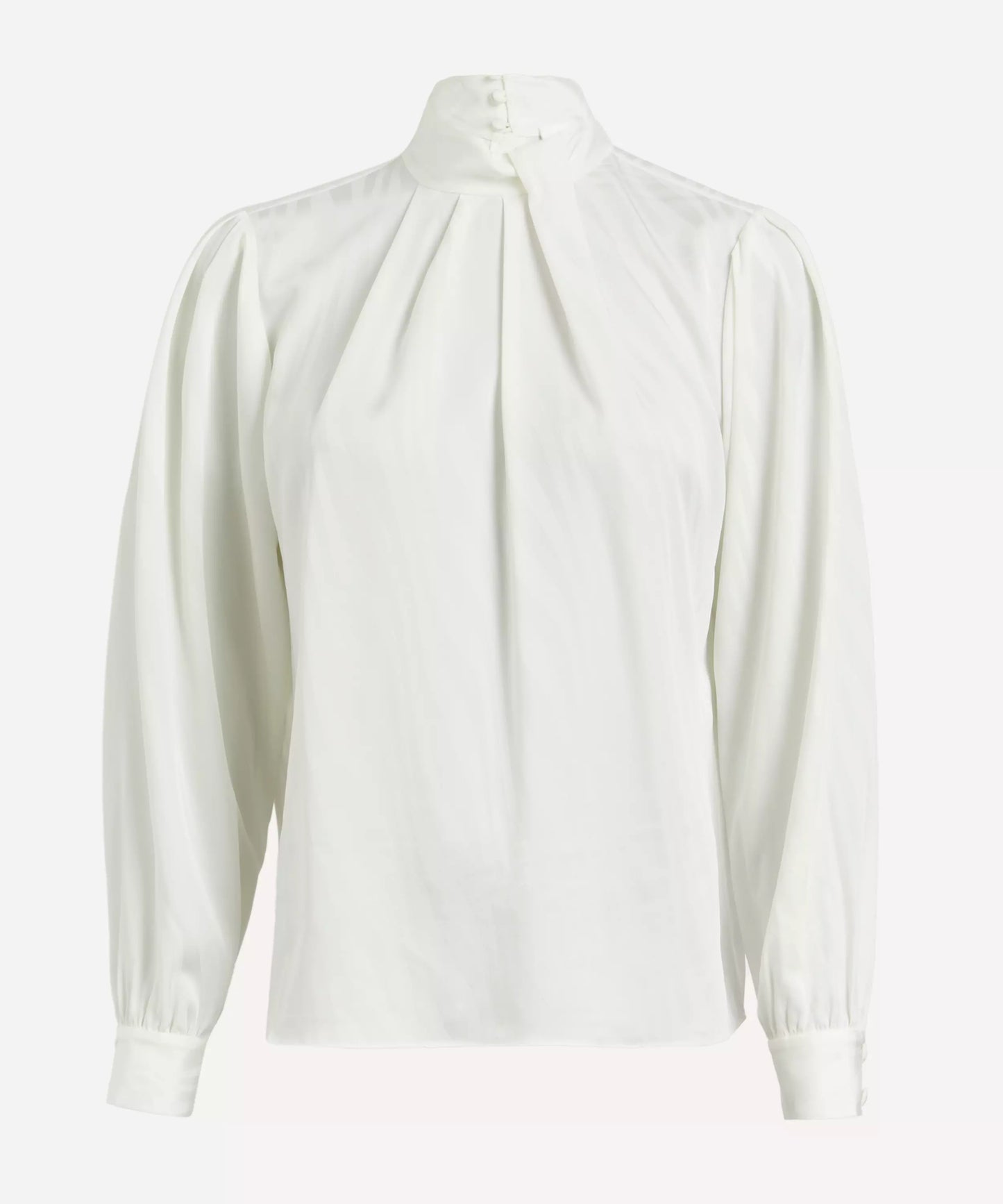 Knotted Mock Neck Silk Blouse