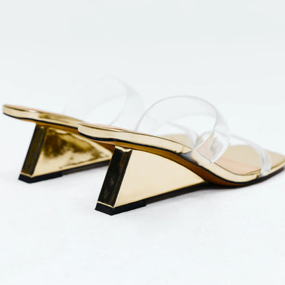 Bambi Wedge Gold Metallic Leather
