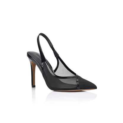 Chai Pump Black Mesh & Patent Leather