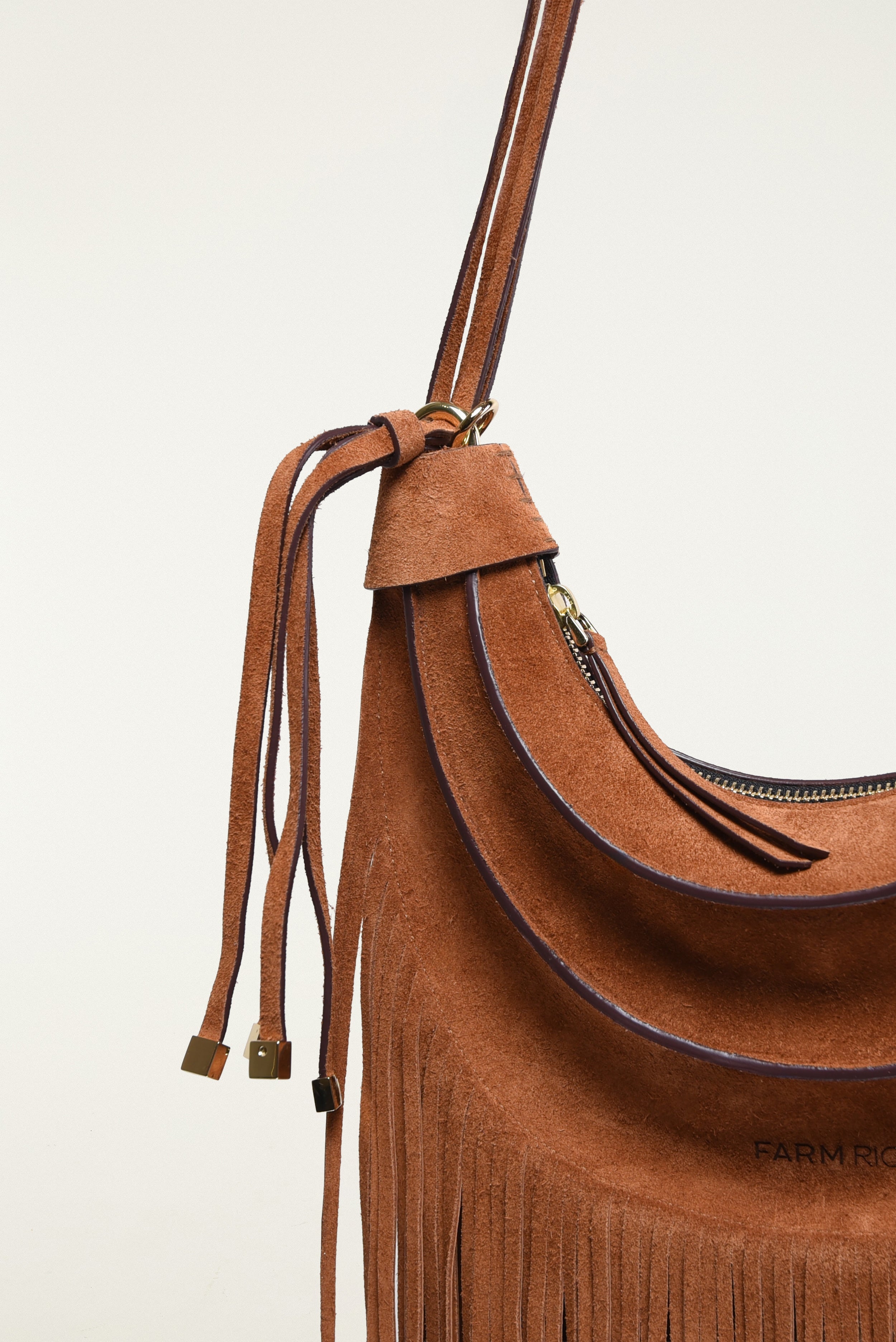 Suede Banana Hobo Bag Fringes Small