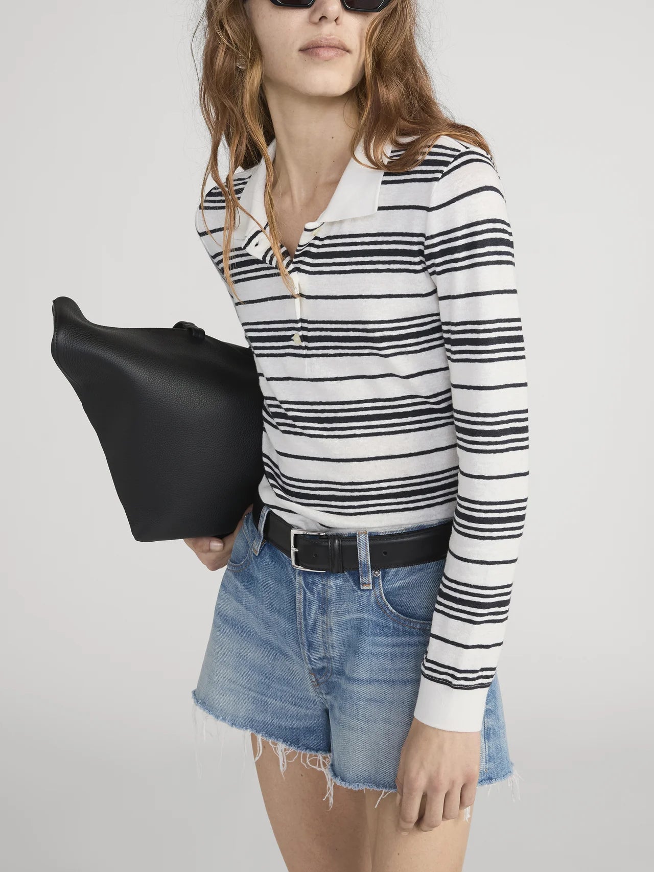The Stripped L/S Polo White Multi
