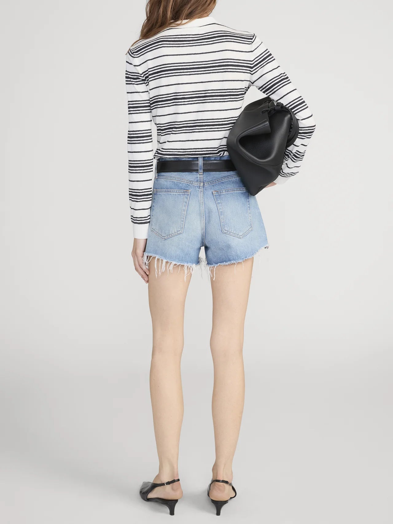 The Stripped L/S Polo White Multi
