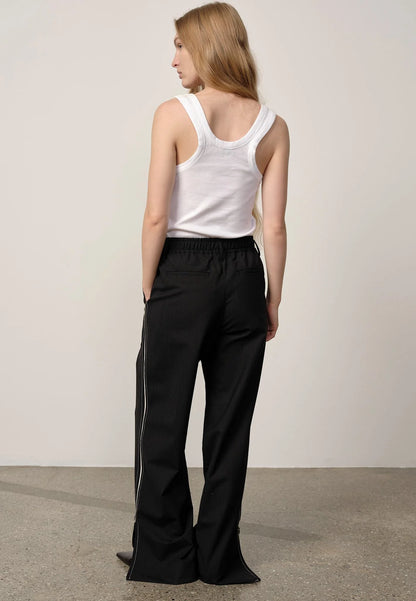 Davi Mid Waist Pants Grey Pinstripe