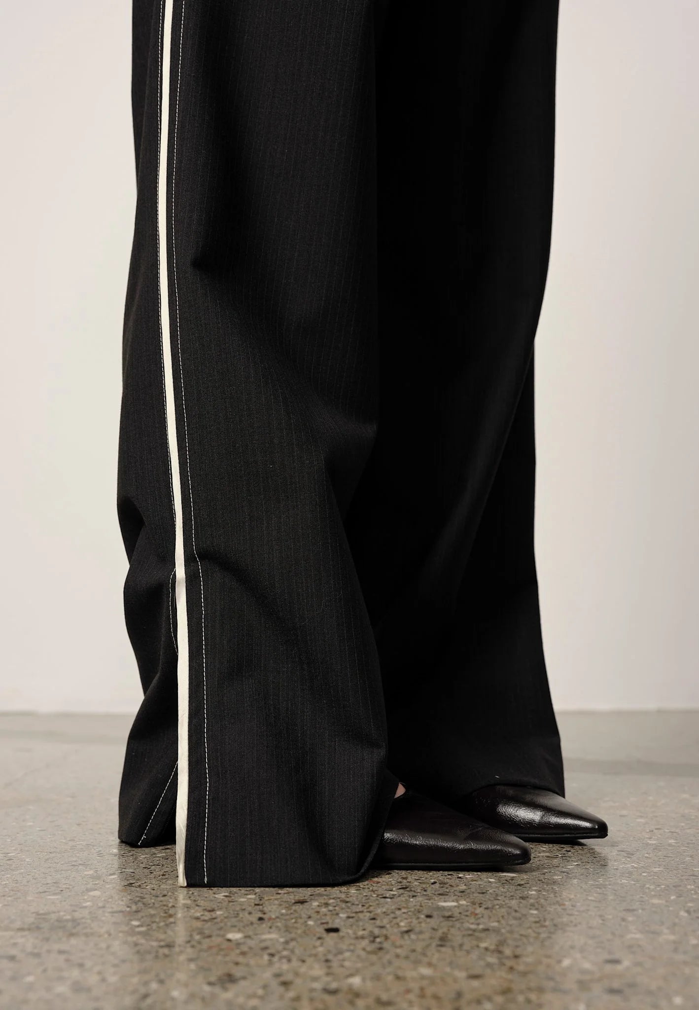 Davi Mid Waist Pants Grey Pinstripe