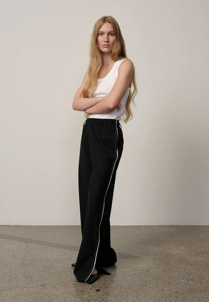 Davi Mid Waist Pants Grey Pinstripe