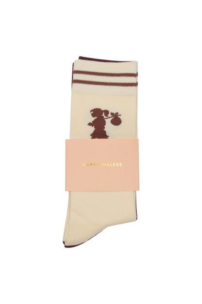 Runaway Girl Socks 2 Pack Cream/Mahogany