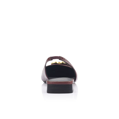 Alison Slingback Flat Brown Leather