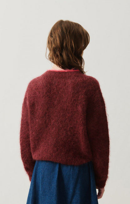 Women's Cardigan BYMI Burgundy Black Melange