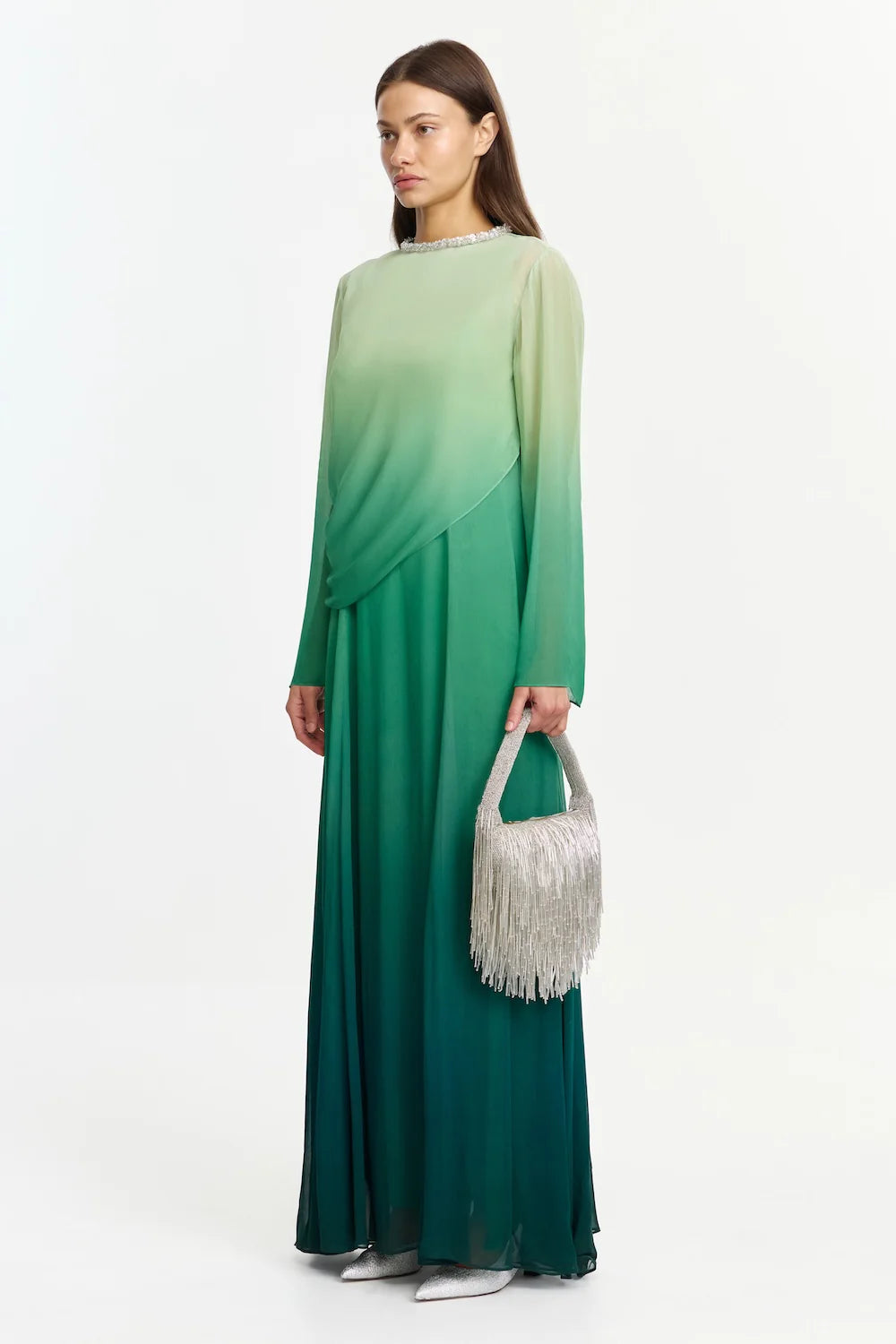 Bridle Long Sleeve Maxi Dress Emerald Ombre