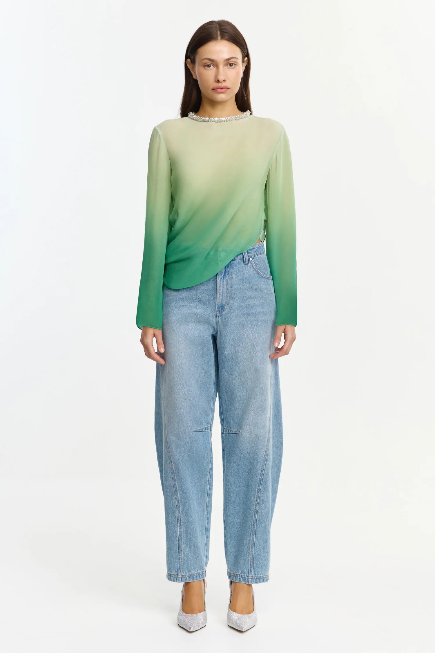 Bridle Long Sleeve Maxi Dress Emerald Ombre