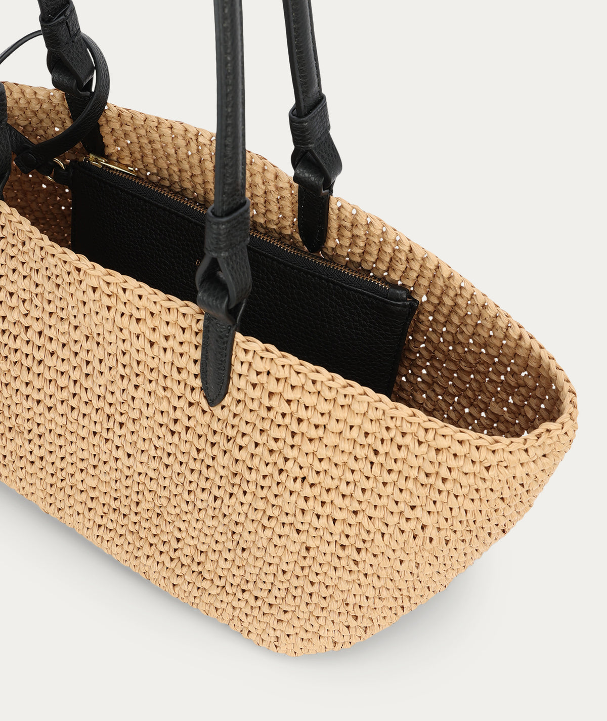 Medium Bandit Tote Natural Raffia/Black