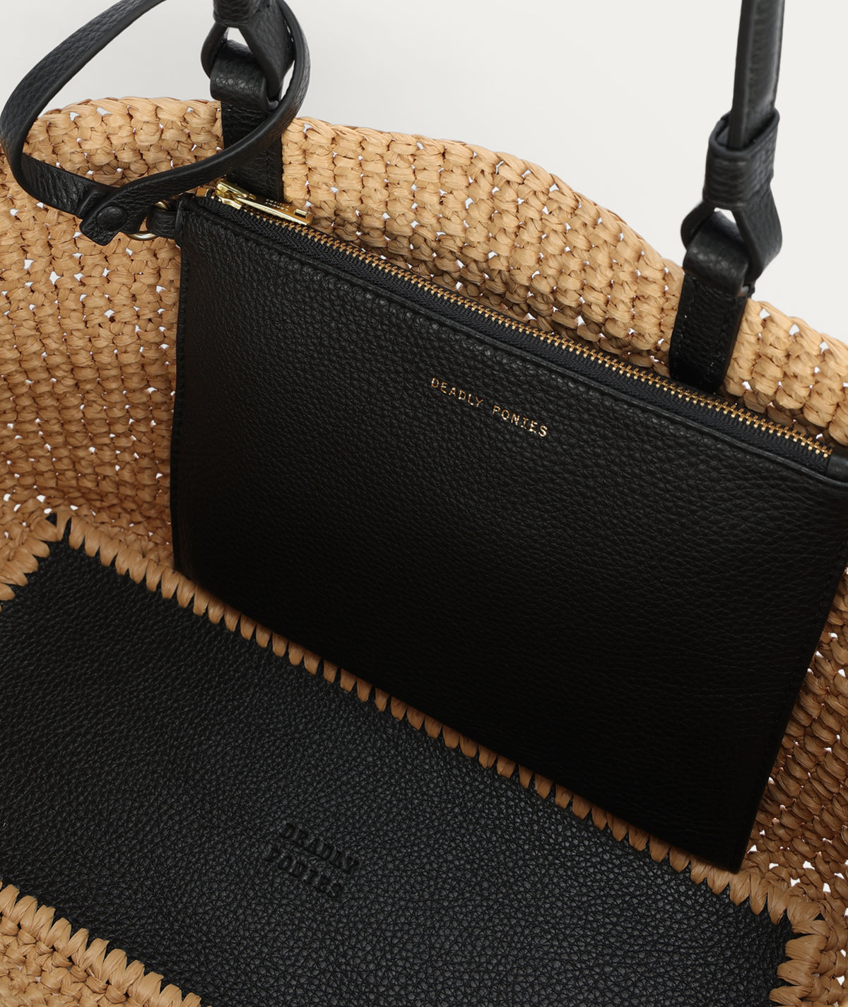 Medium Bandit Tote Natural Raffia/Black
